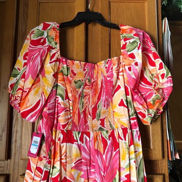 NWT Vince Camuto Square Neck Floral Fit & Flare MIDI Dress Plus Size 20W - Picture 11 of 16